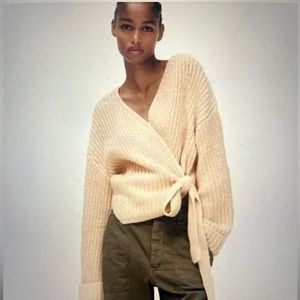 Zara light pink/peach Knit Wrap Sweater